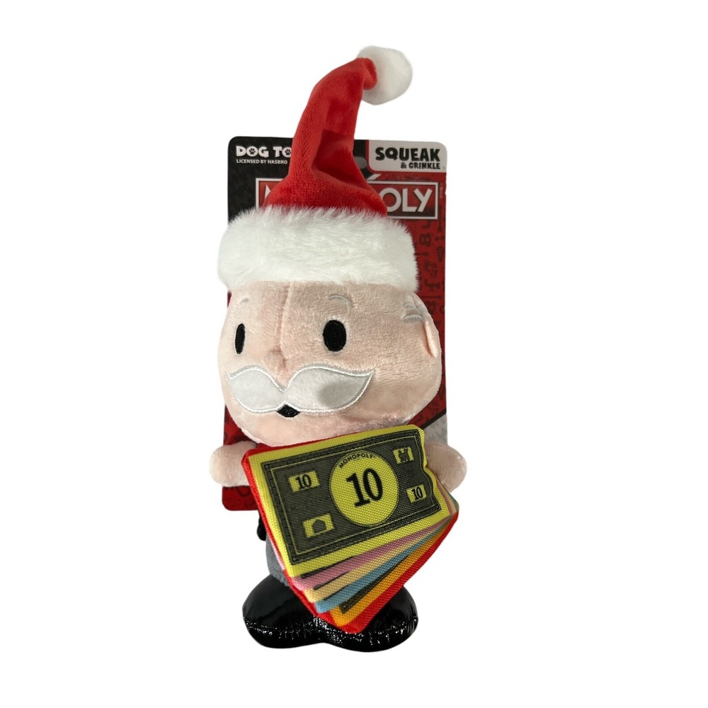Mr. Monopoly DOG TOY BY HASBRO WITH SQUEAK & CRINKLE